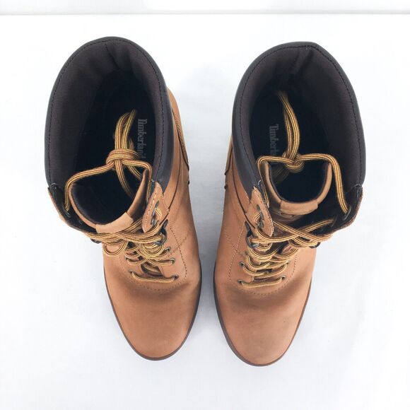 Timberland Women 7.5 Camdale Lace Ankle Boots Wheat Nubuck Brown Field Booties - Picture 2 of 9